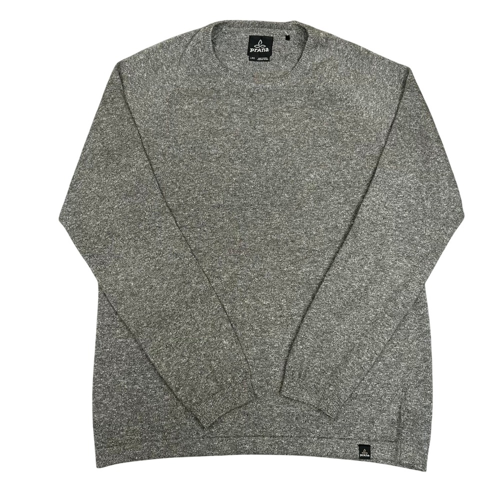 Prana Mens Sweater Organic Cotton Blend Gray Crewneck Lightweight Layering L